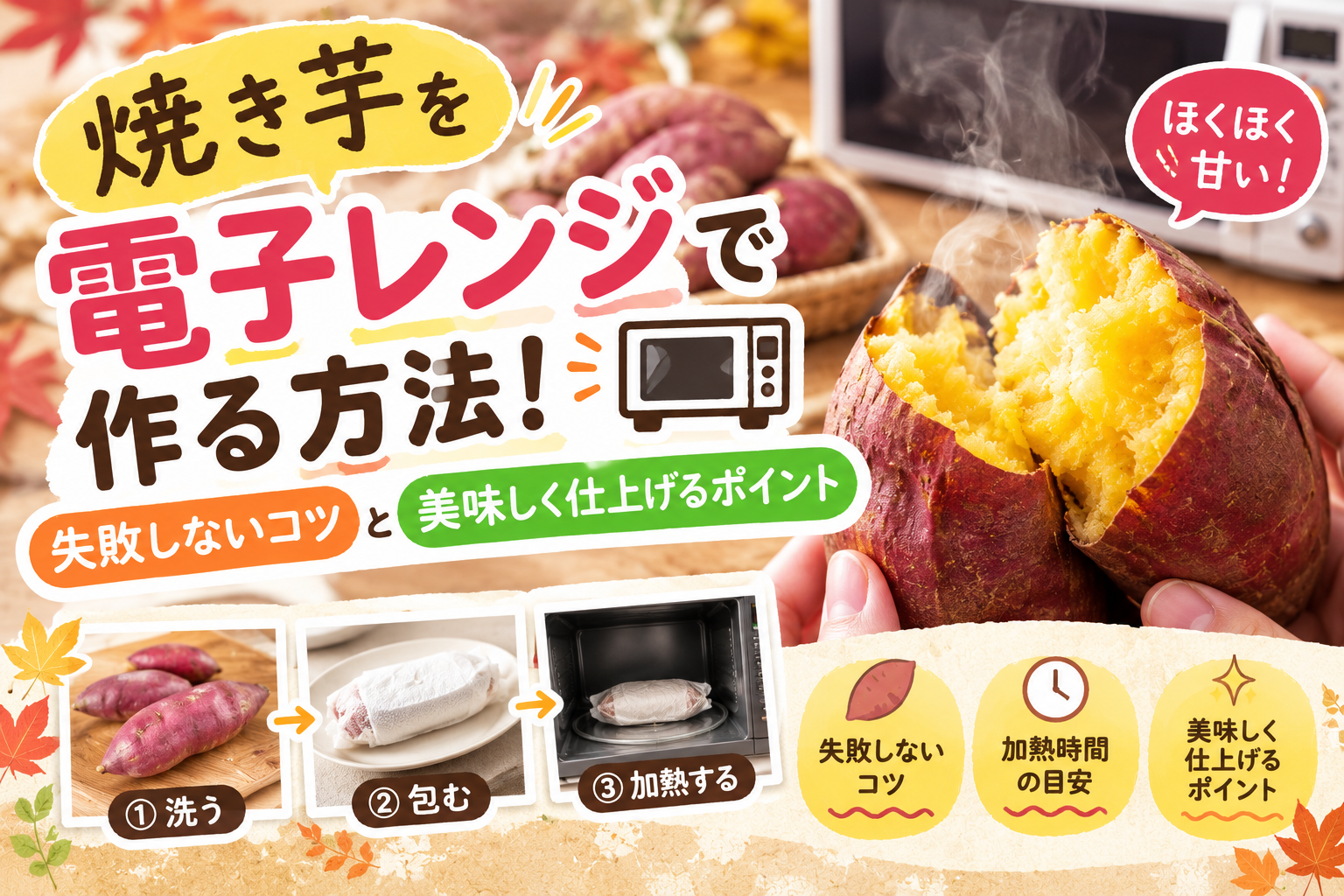 焼き芋を電子レンジで作る方法と失敗しないコツを紹介