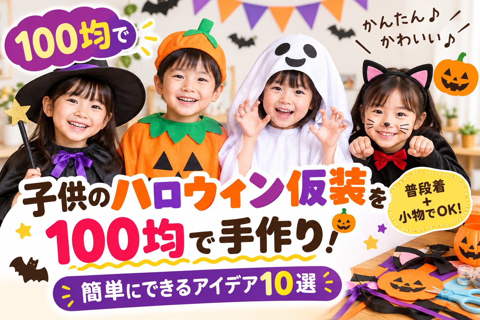 子供のハロウィン仮装を100均で手作りするアイデア