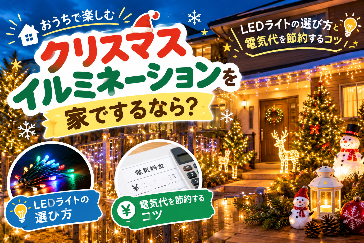 クリスマスイルミネーションのLEDライトの選び方と電気代を節約するコツを紹介