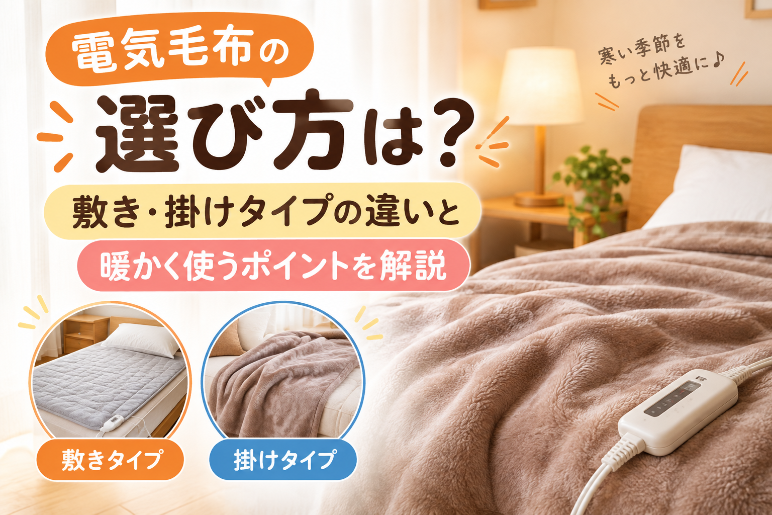 電気毛布の選び方 敷き・掛けタイプを解説