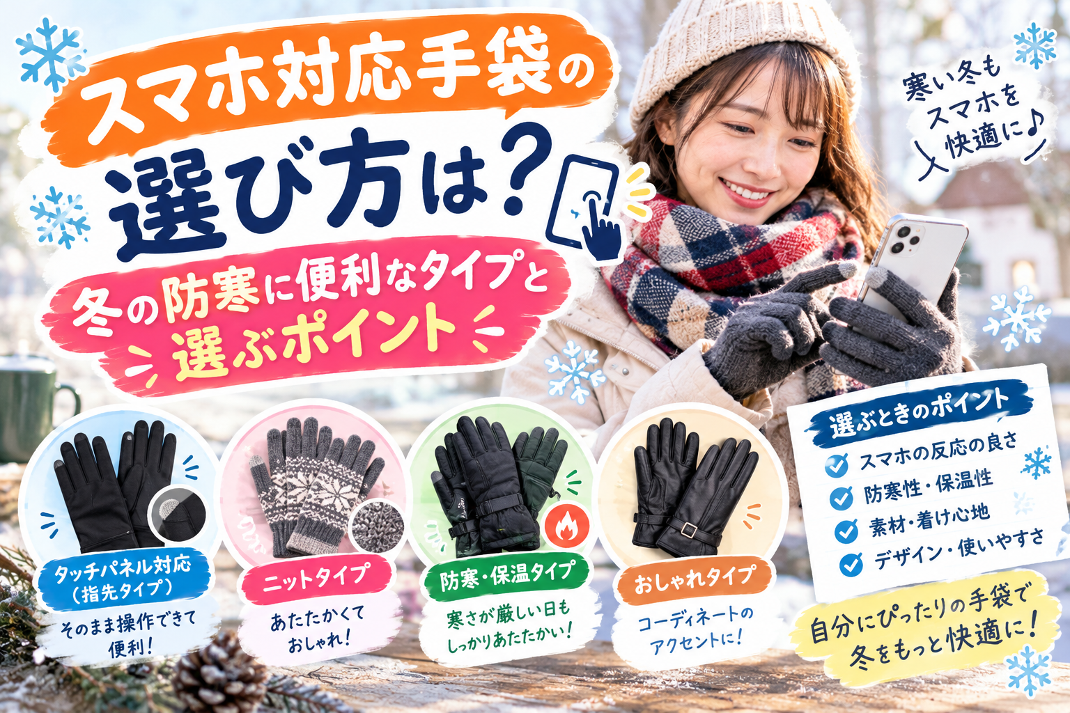 スマホ対応手袋の選び方と冬の防寒対策