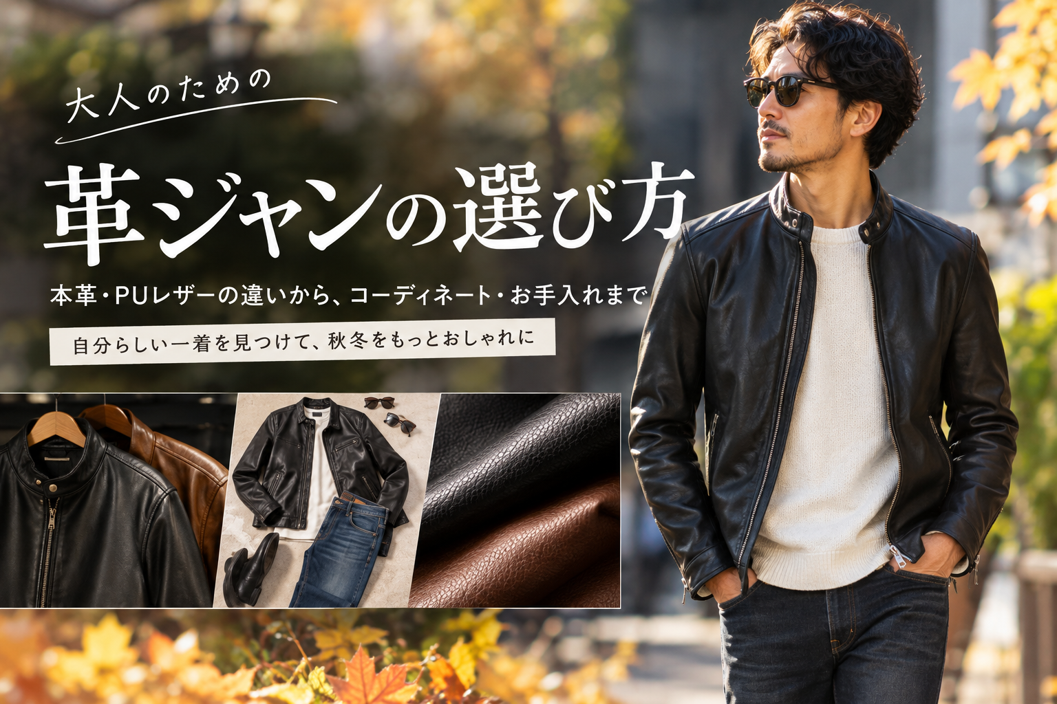 秋の大人コーデに似合う革ジャンとレザージャケット