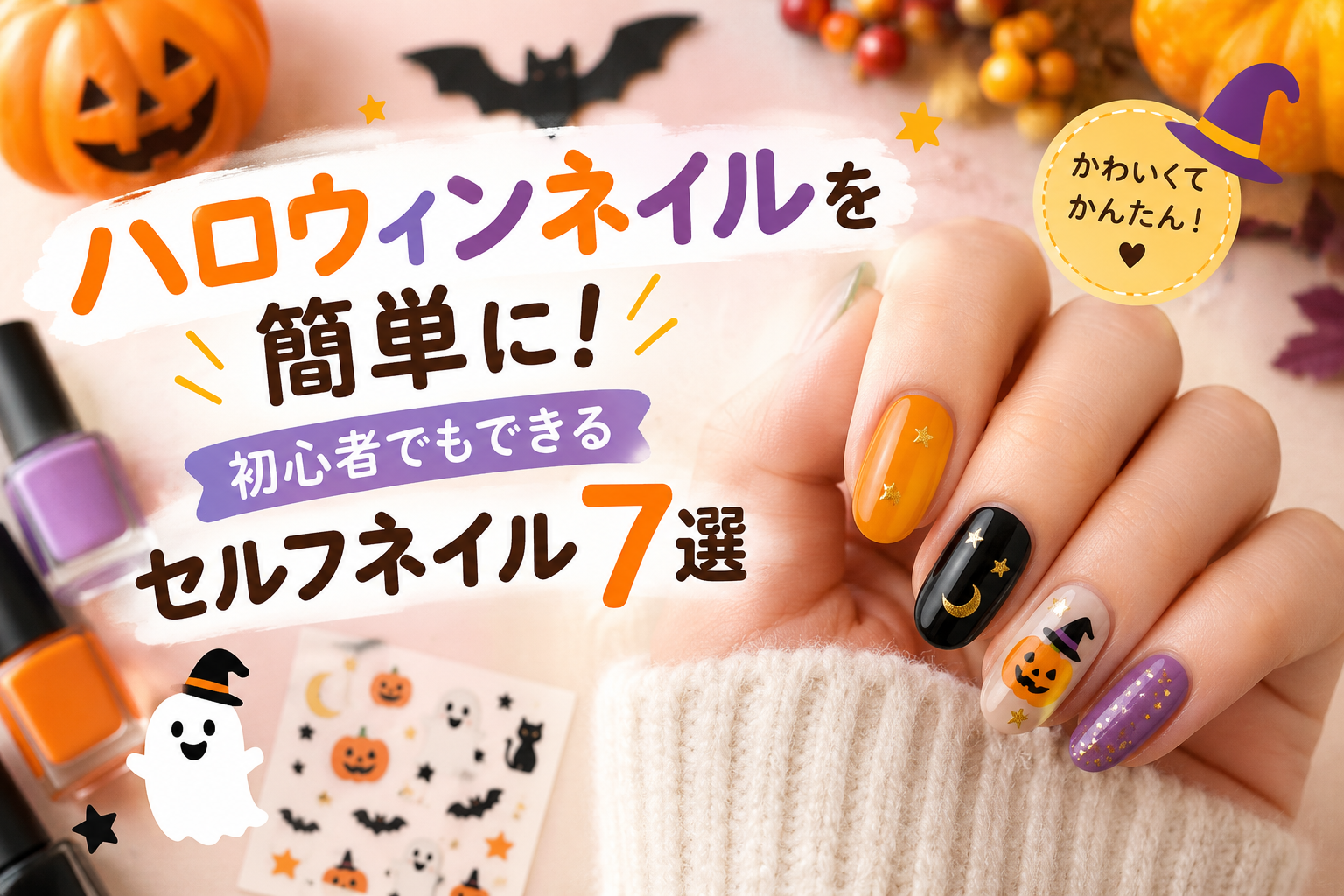 ハロウィンネイルを簡単に楽しむ初心者向けセルフネイルのデザイン
